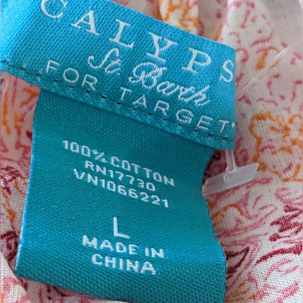 Calypso St Barth X Target White Pink Abstract Print Dress, L, EUC - Picture 5 of 6